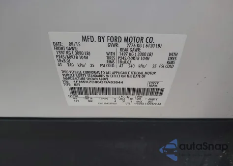 2016 Ford Explorer Xlt z USA, uszkodzony, nr VIN 1FM5K7D86GGA83844